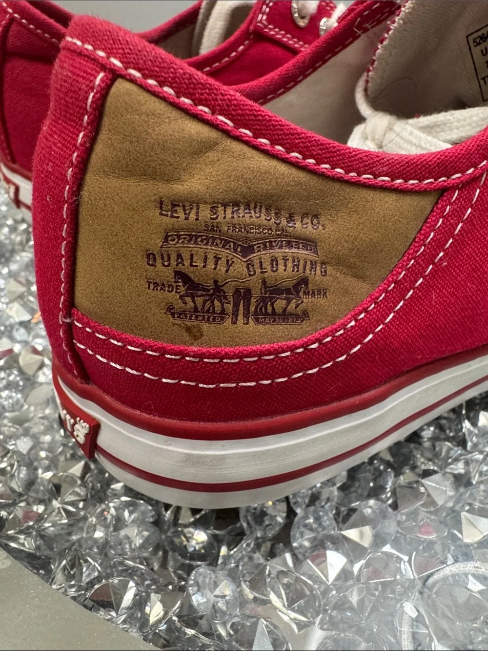 Levi's Red Canvas Low-Top Sneakers with White Accents EUC 7.5